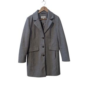 Laundry‎ by Shelli Segal Single Breasted Walker Coat Heather Grey Front Pockets